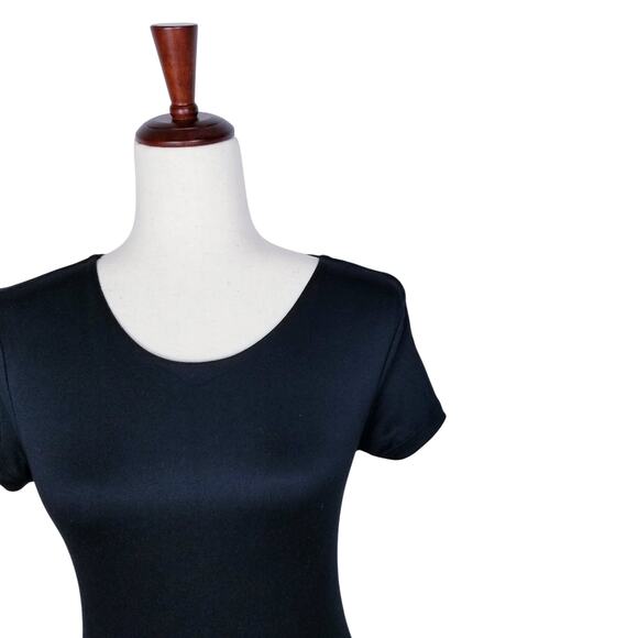 NO COMMENT Black Body-Conscious Fully-Lined Short Sleeve Dress - Size Medium - Picture 3 of 7